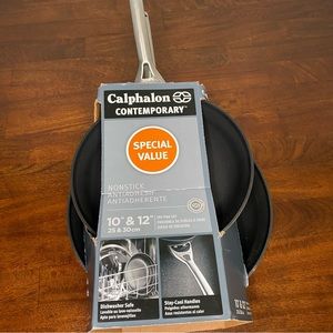 NEW SET OF 2 CALPHALON CONTEMPORARY NONSTICK FRY PAN INCLUDES 10”/ 12”